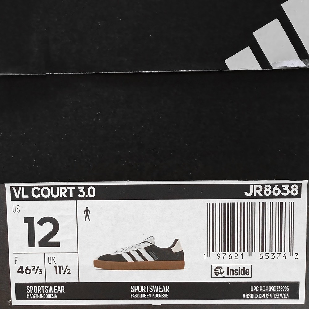 Adidas VL Court 3.0 Shoes / Sneakers - NEW Mens 12 Carbon - #49112-CL3 - Picture 5 of 5